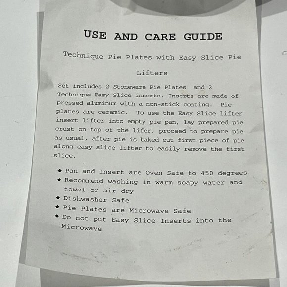 QVC Technique Ceramic Brown And Cream 10” Pie Plate With Lifter And Instructions - Picture 9 of 11